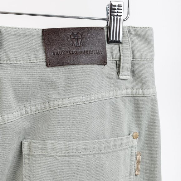 Brunello Cucinelli SS/23 Green Monili-Beaded Mid-Rise Straight Leg Jeans - Picture 10 of 16